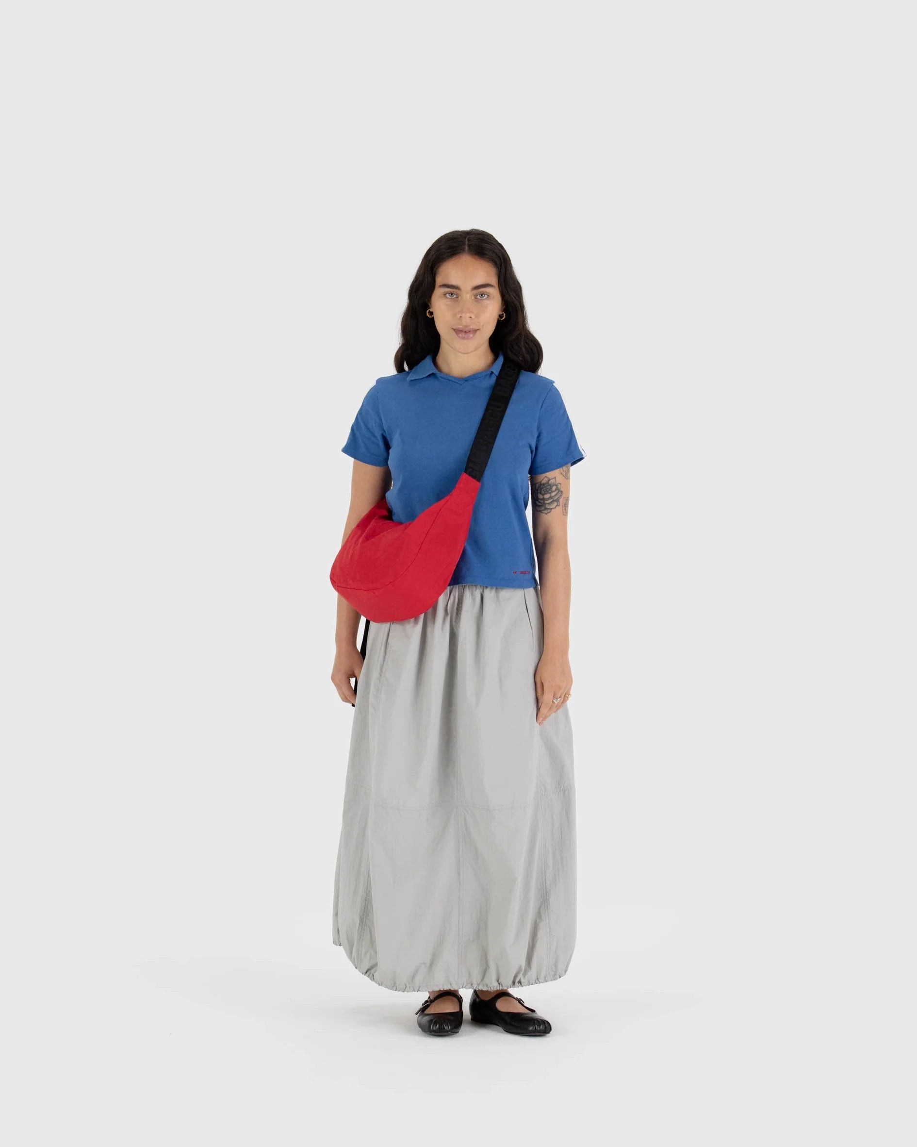 Baggu Medium Nylon Crescent Bag -  Candy Apple 47" Strap - Proper