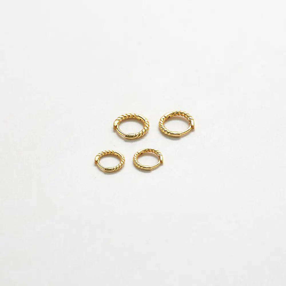 Mini Gold Vermeil Rope Twist Huggie Set - Proper