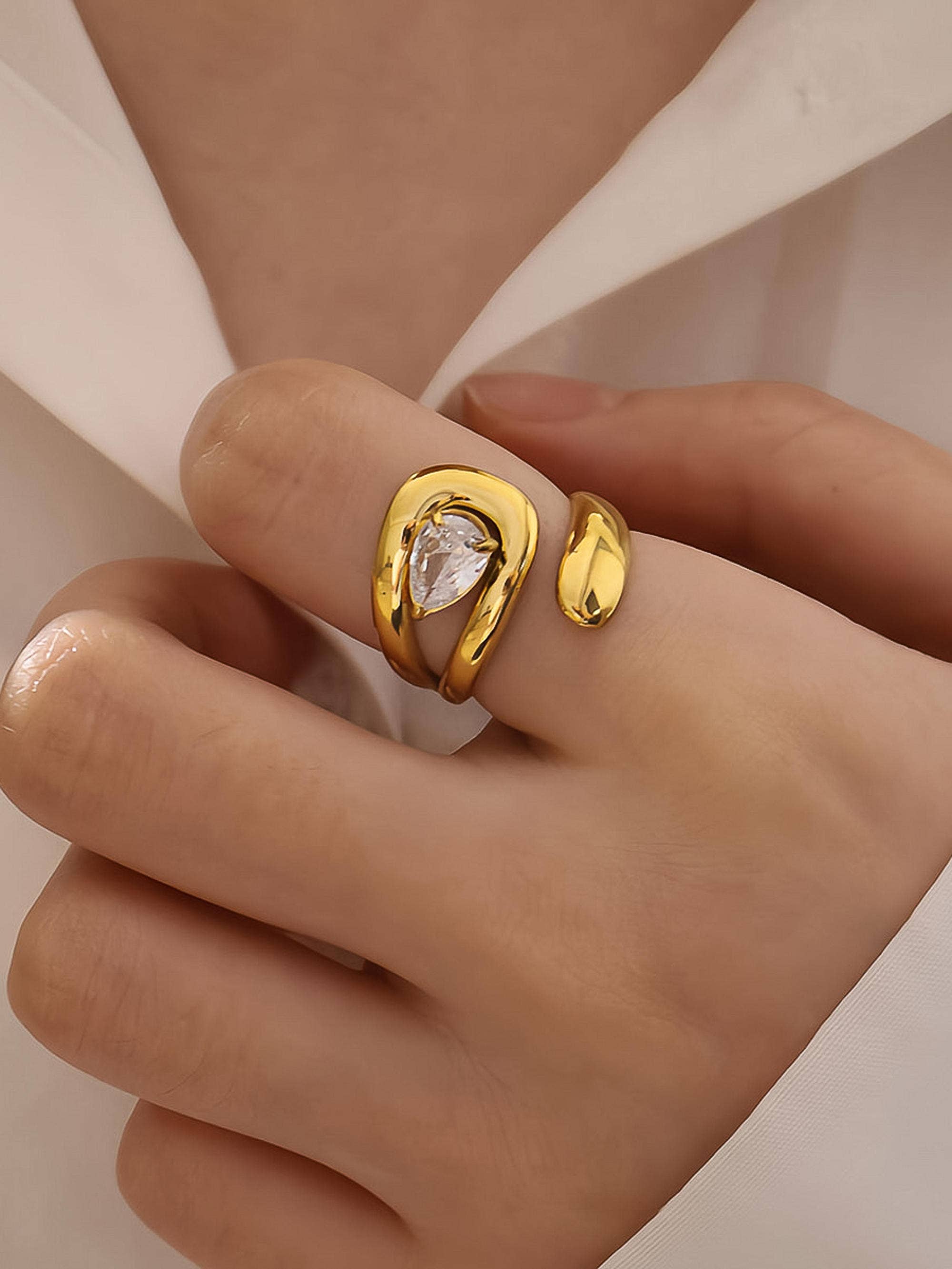 Ronnie 18K Gold Non-Tarnish Wrap CZ Ring - Proper