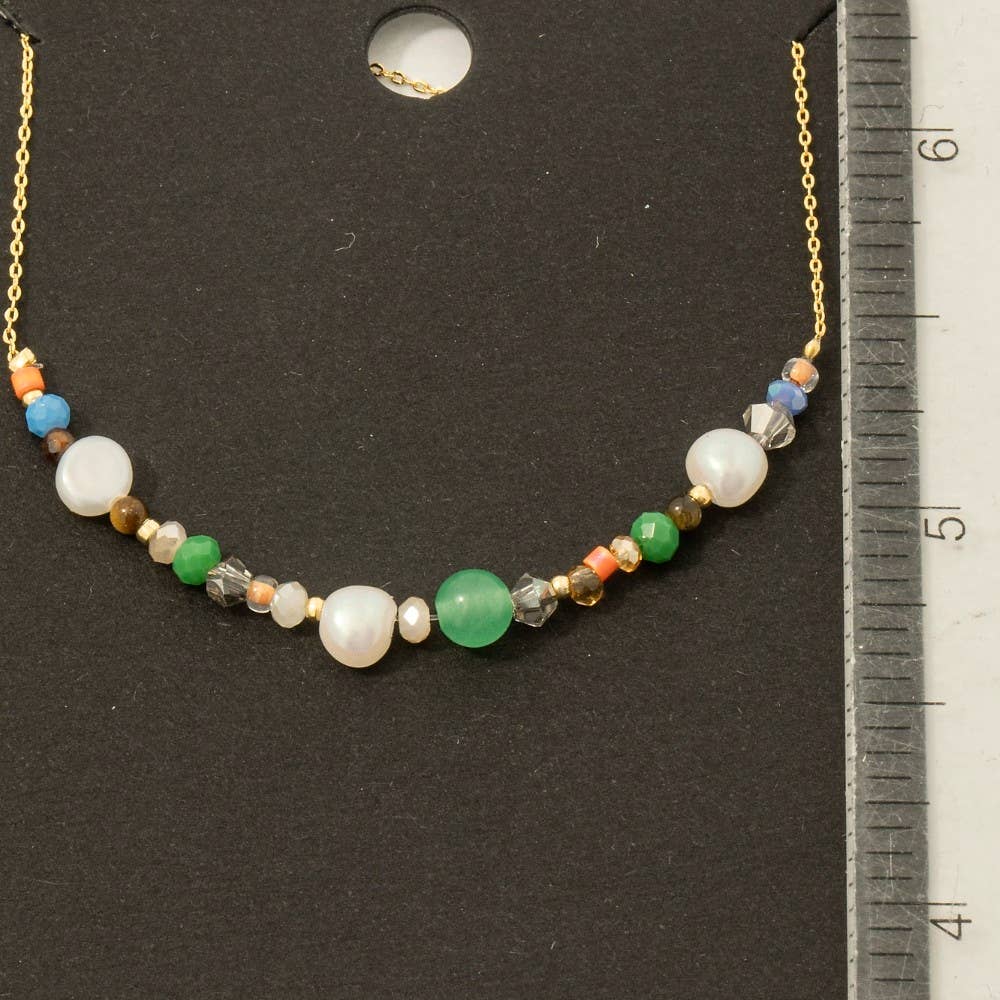 Assorted Pearl Glass Bead Charm Necklace - Proper