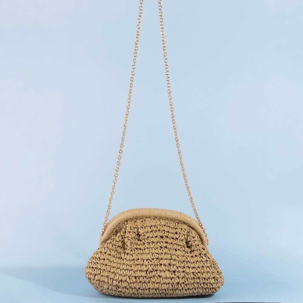 Woven Raffia Frame Shoulder Bag - Proper