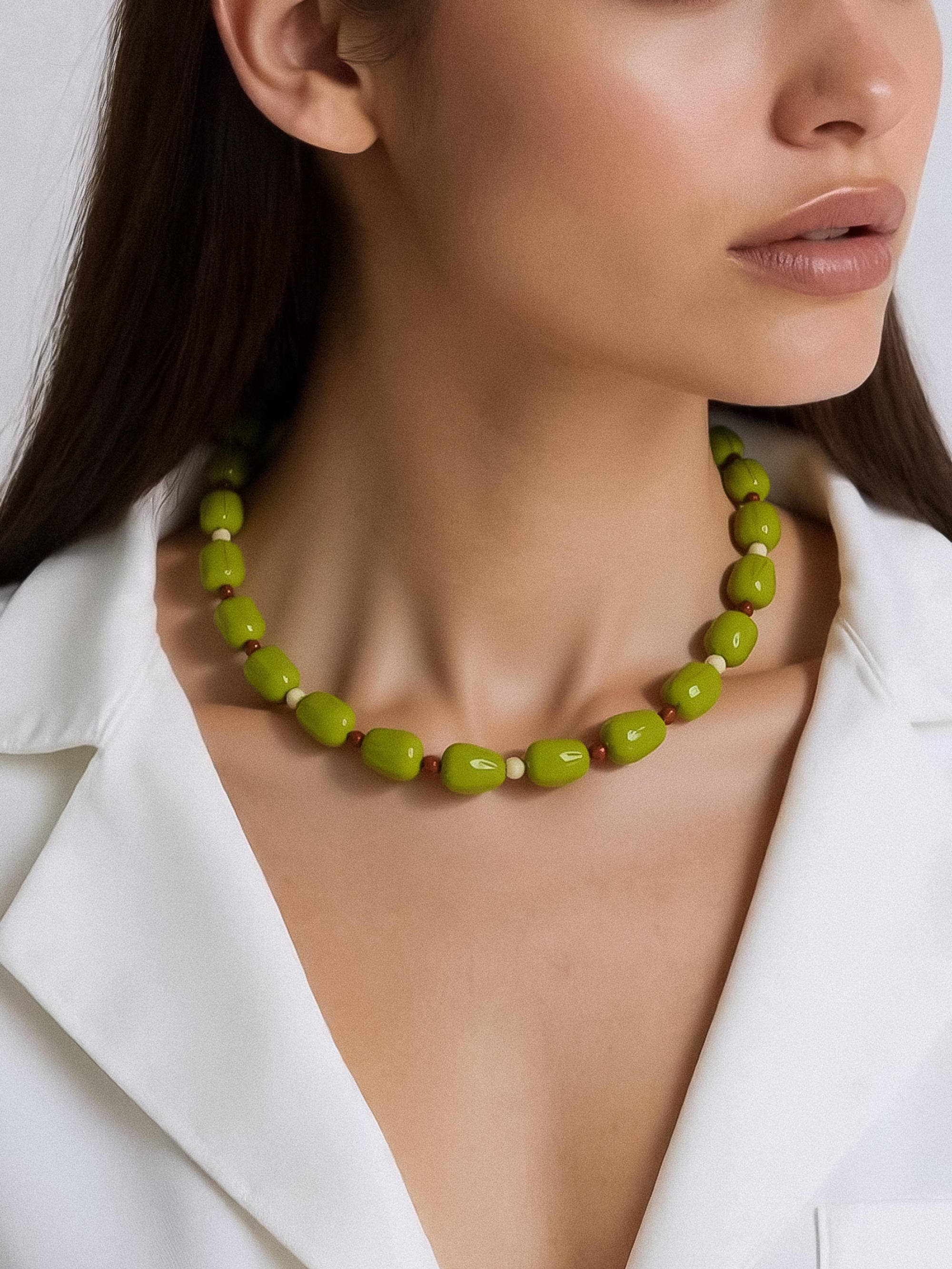 Olive Beaded Necklace