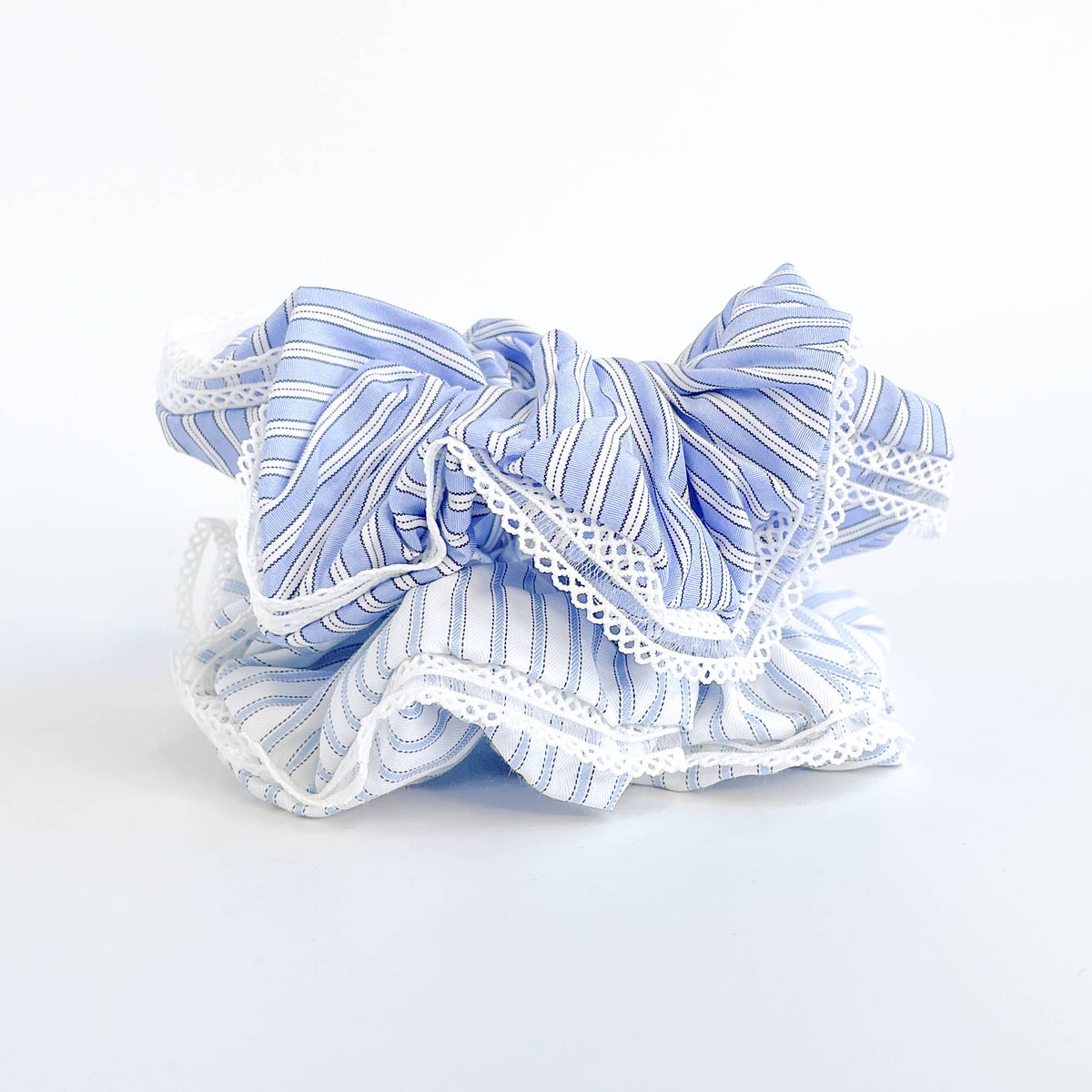 Coastal Blue Striped Scrunchie display picture 1