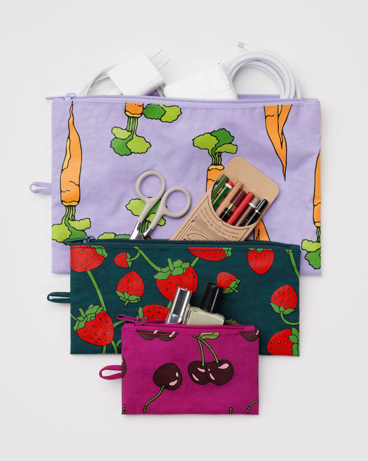 Baggu Flat Pouch Set - Carrots & Berries - Proper