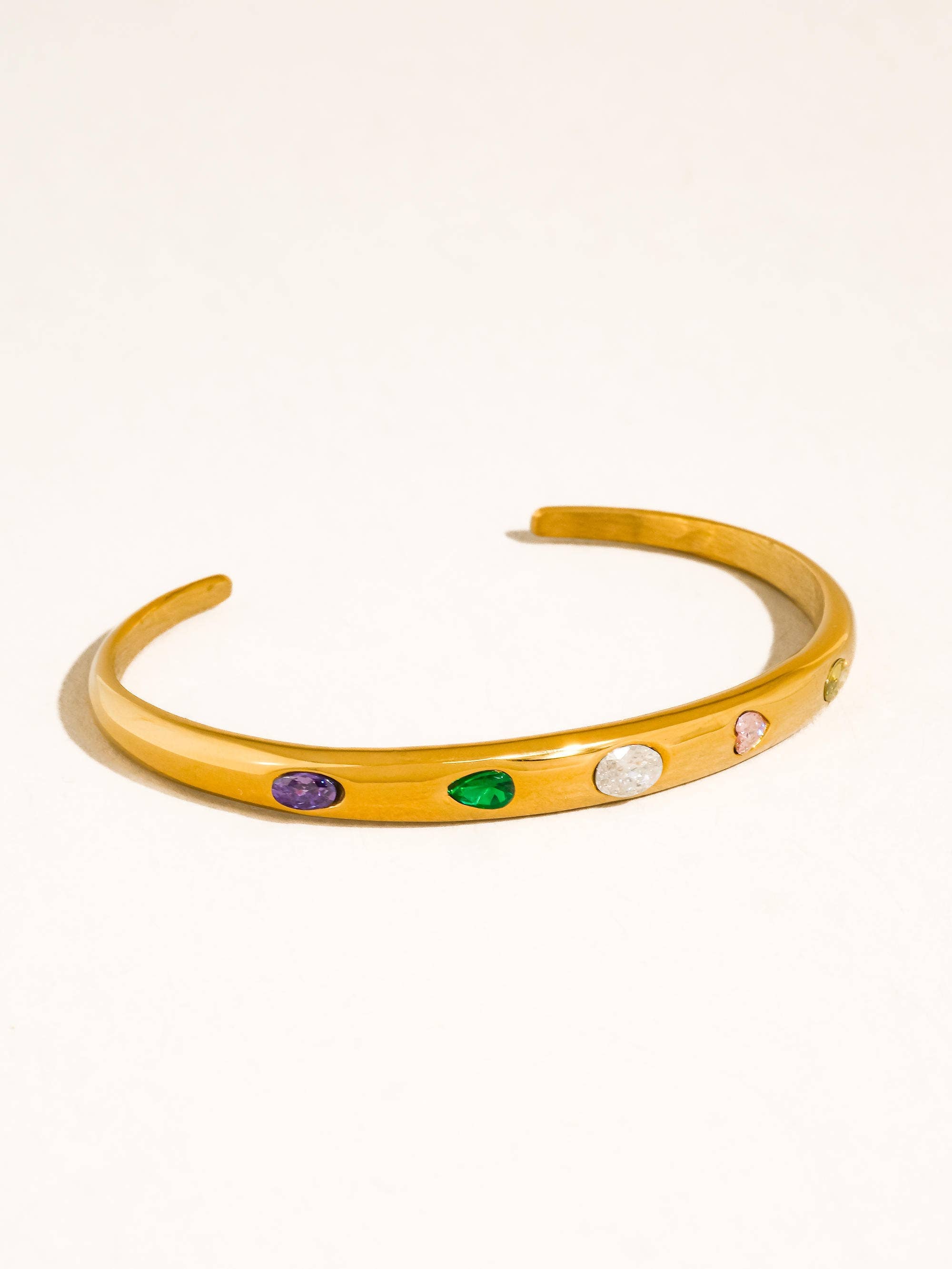 Juneau 18K Gold Non-Tarnish Multicolor CZ Bangle - Proper