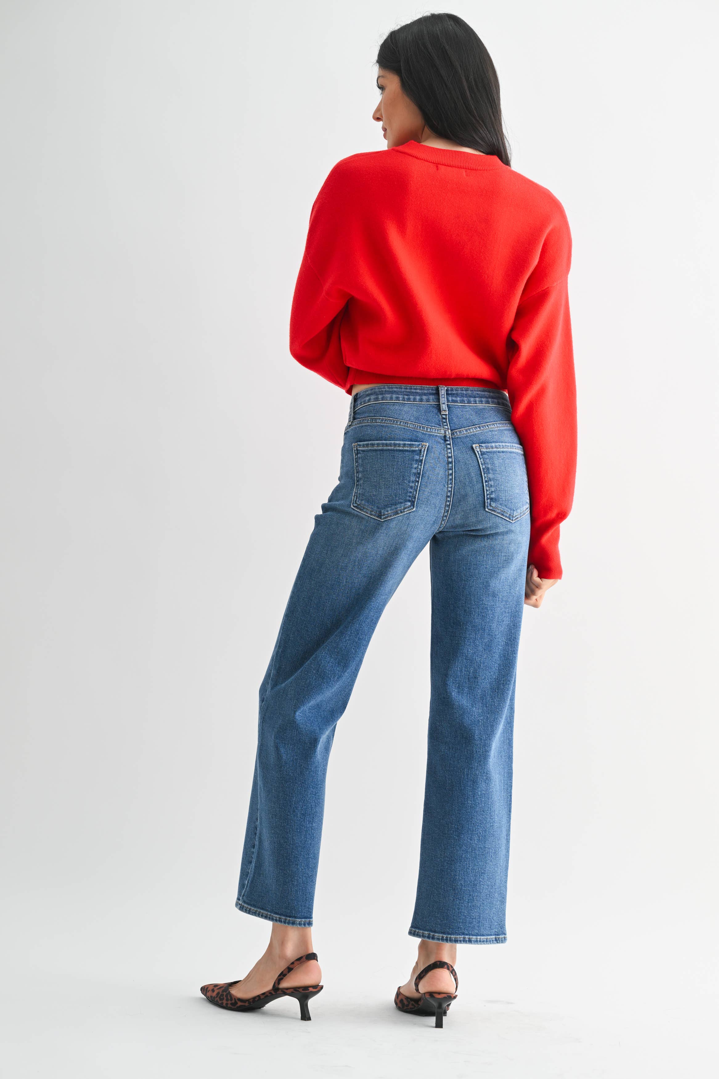 Mid Rise Slim Wide Leg Jeans - Proper