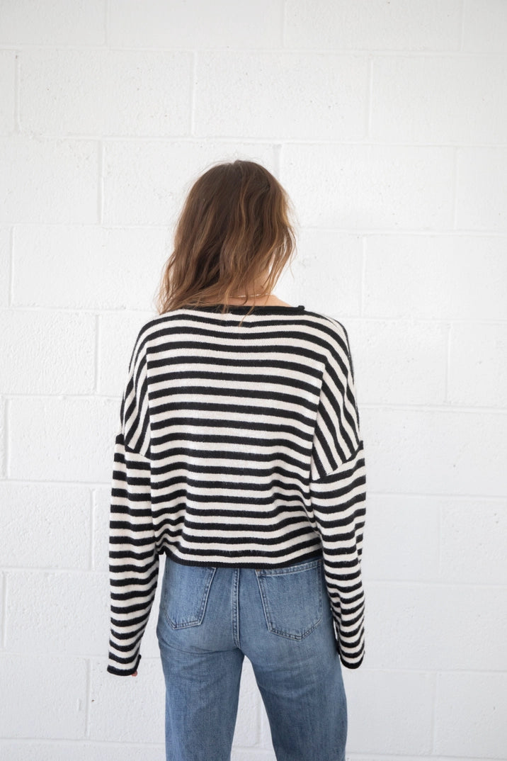 Black + White Stripe Piper Cardigan