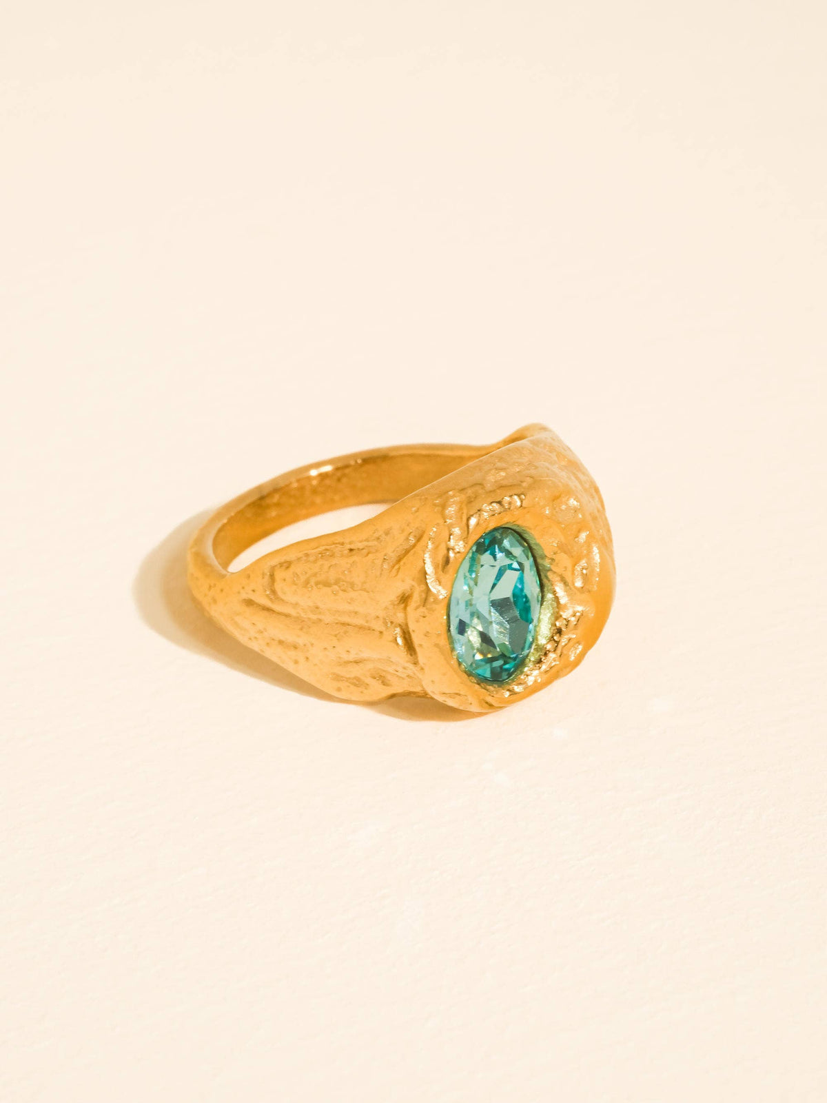 Frostine Blue CZ Signet Ring