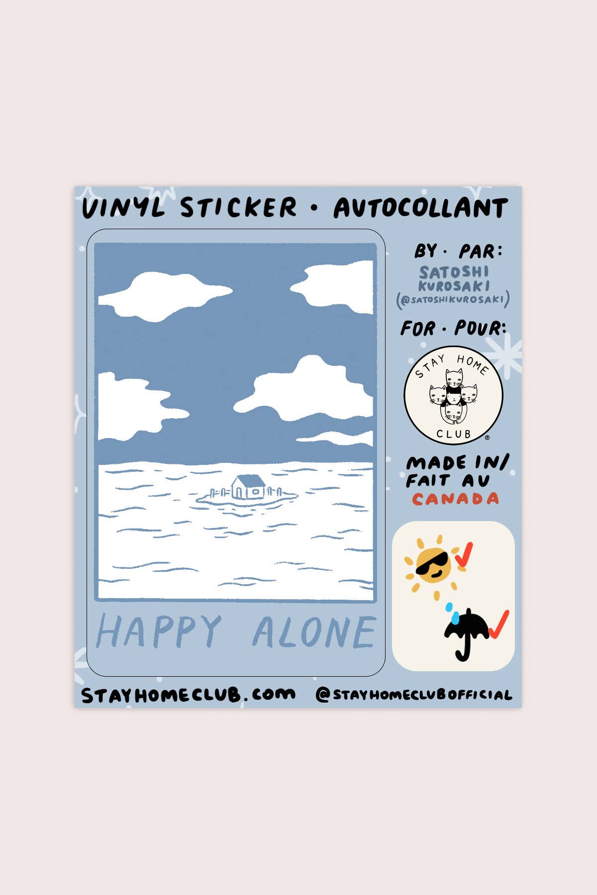 Happy Alone (Blue Skies) Sticker | Waterproof Vinyl Sticker - Proper