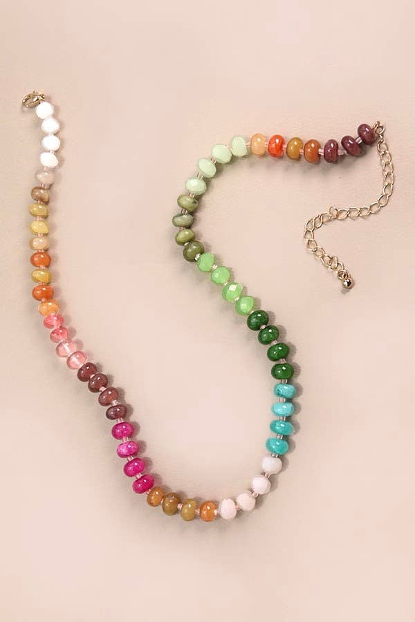 Natural Agate + Glass Necklace