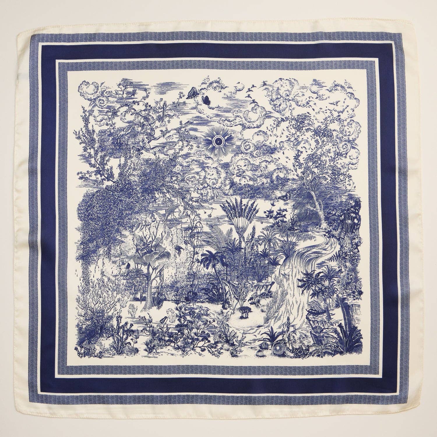 Vintage-Inspired Toile Print Silky Scarf - Proper