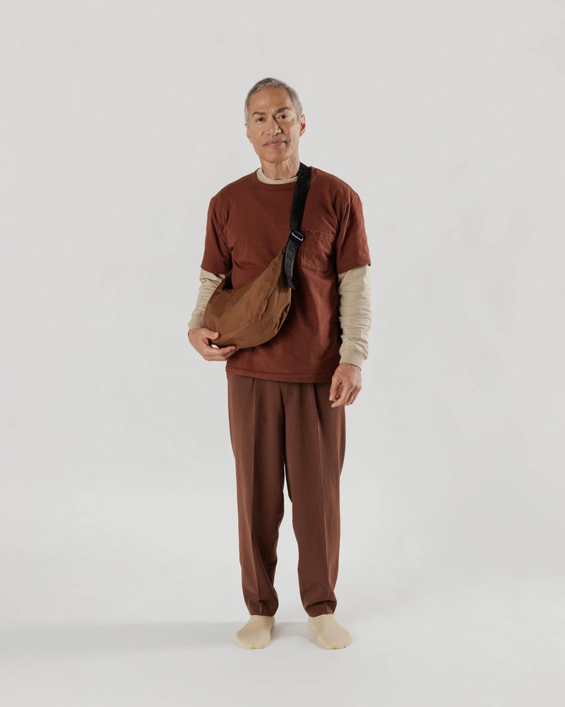 Brown Baggu Medium Nylon Crescent Bag - Proper