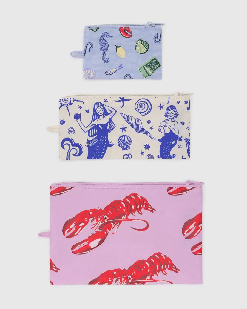 Baggu Flat Pouch Set - Sea Creatures