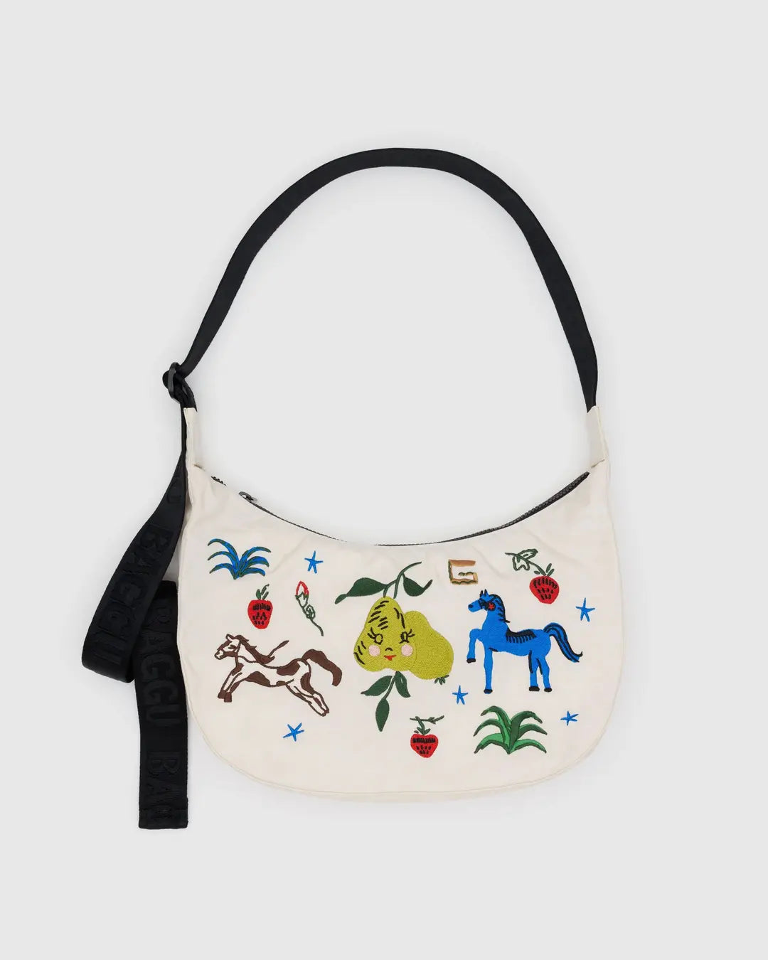 Baggu Medium Nylon Crescent Bag - Embroidered Painted Prairie - Proper