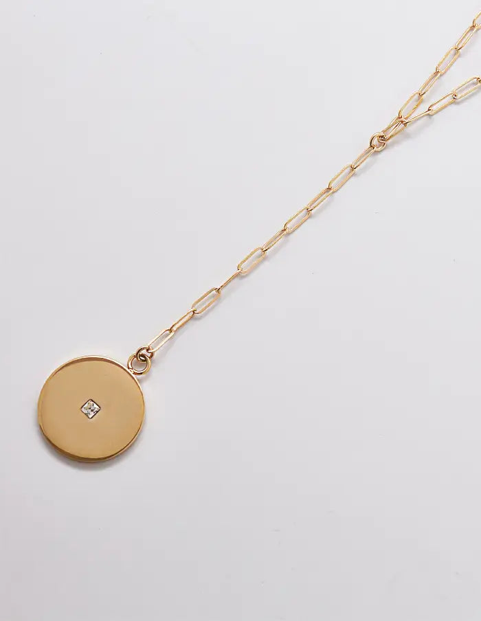Gold Pave Disc Coin Lariat - Proper