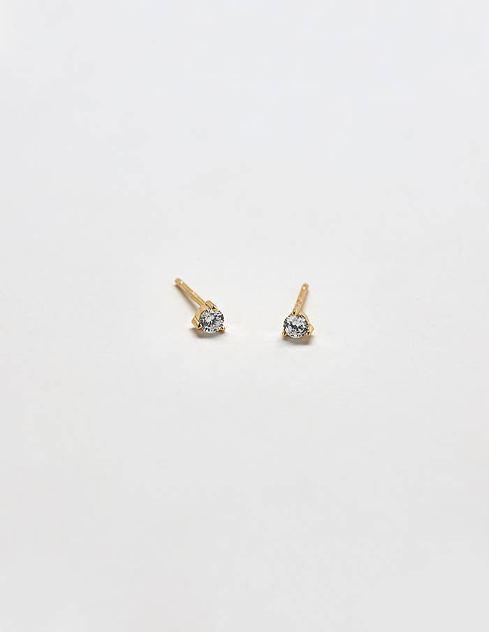 White CZ Round Stud Earrings - Proper