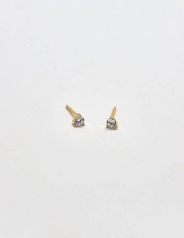 White CZ Round Stud Earrings - Proper