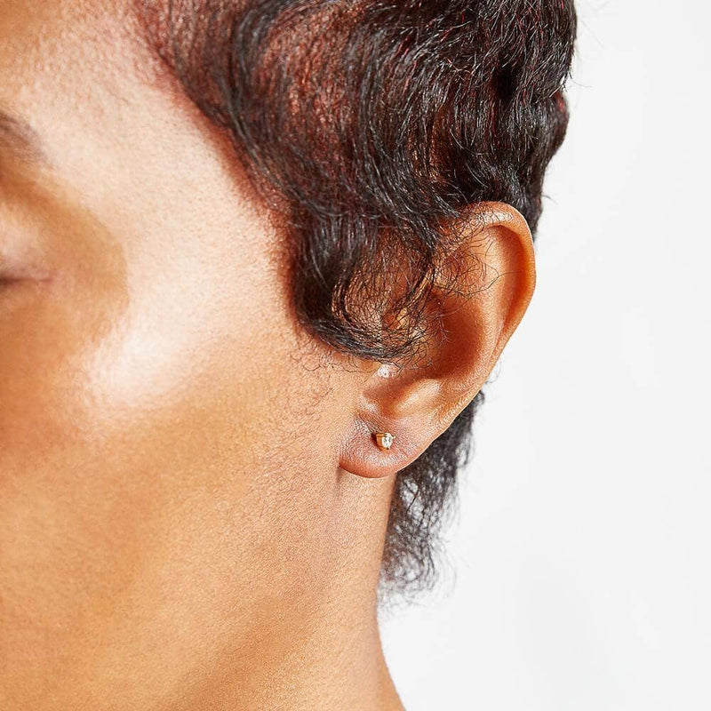 White CZ Round Stud Earrings - Proper