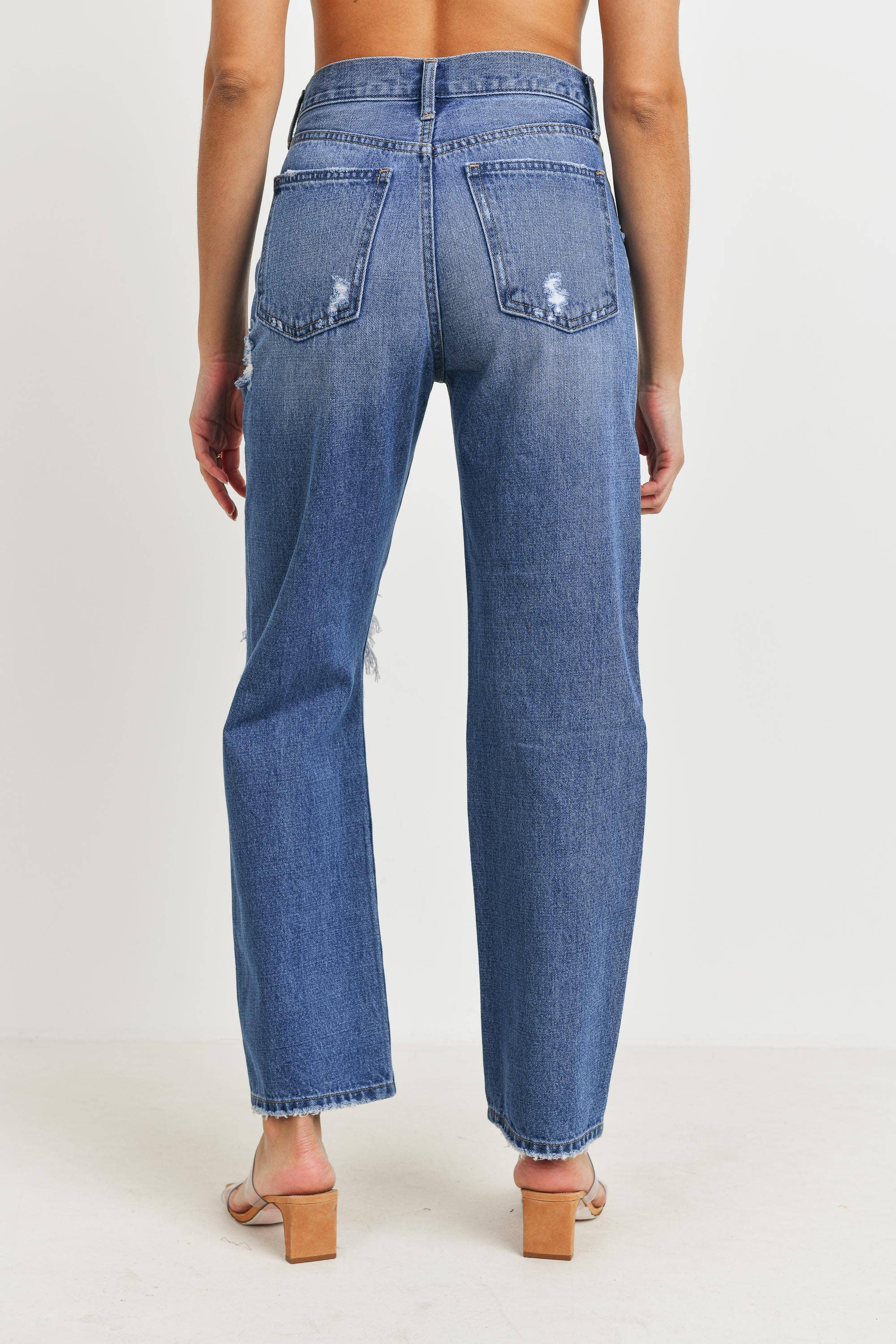 High Rise Distressed Dad Jean - Proper