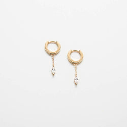 White CZ Short Chain Huggie Earrings - Proper