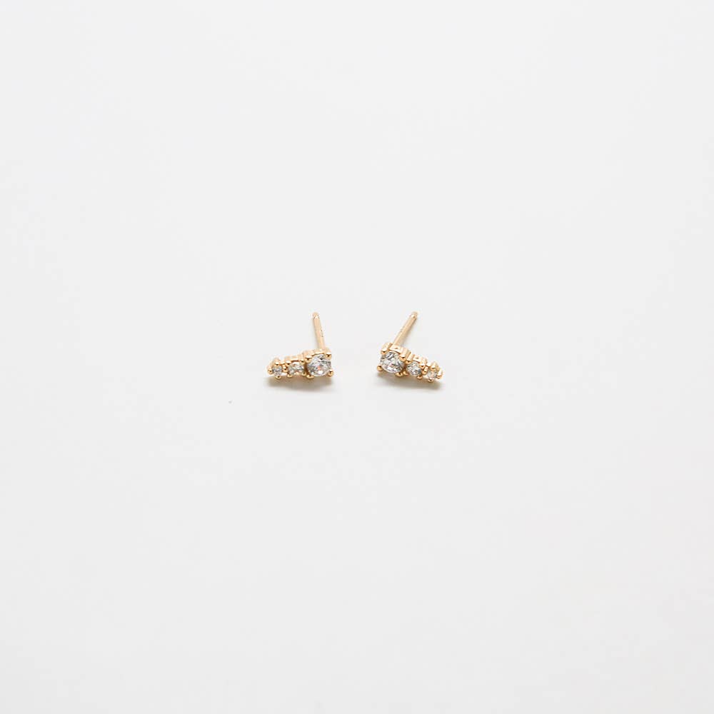 Tiny CZ Drop Bar Stud Earrings - Proper