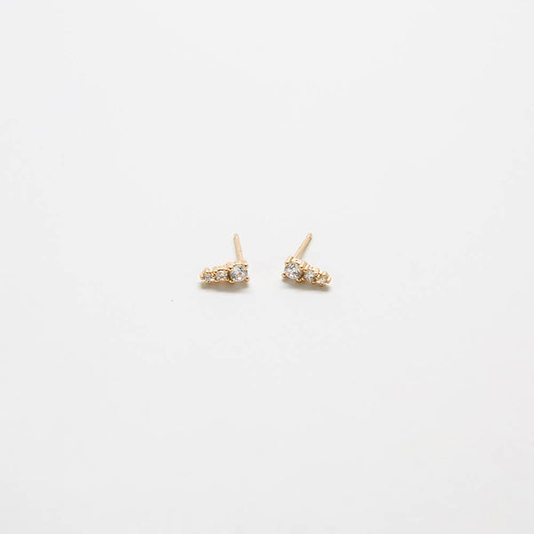 Tiny CZ Drop Bar Stud Earrings - Proper