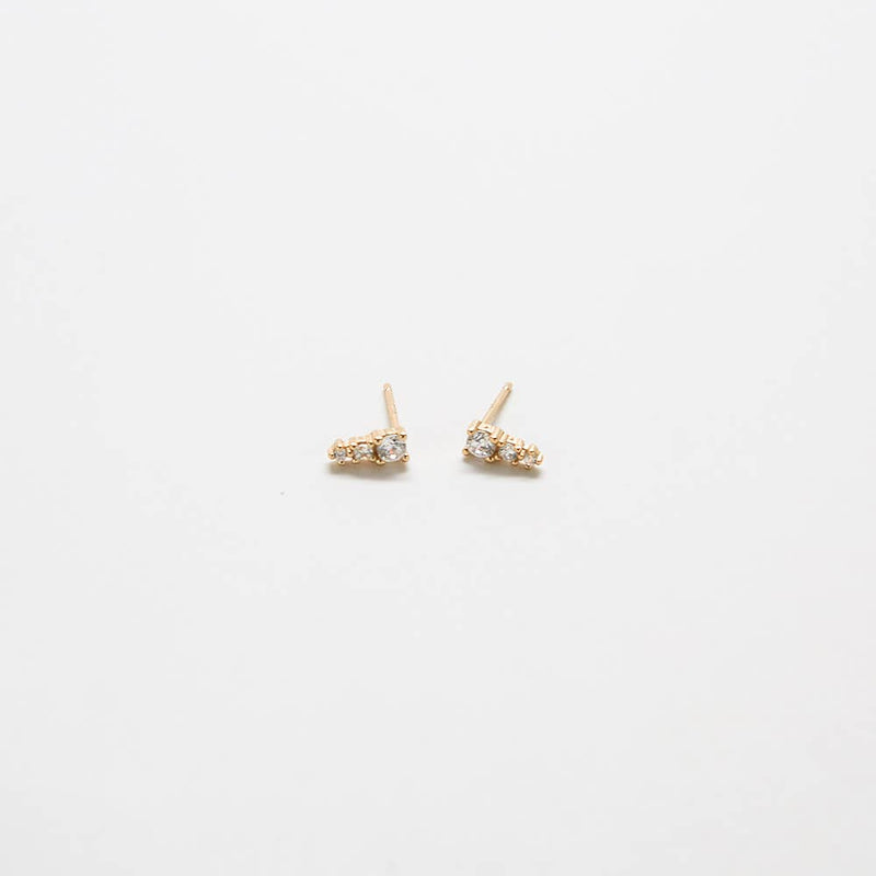 Tiny CZ Drop Bar Stud Earrings - Proper