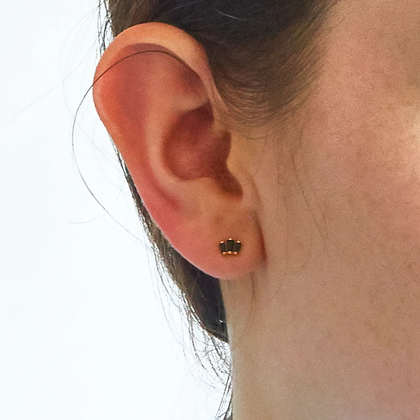 Black Trio Baguette Gold Studs - Proper