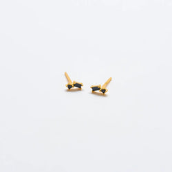 Black Geo Baguette Gold Studs - Proper