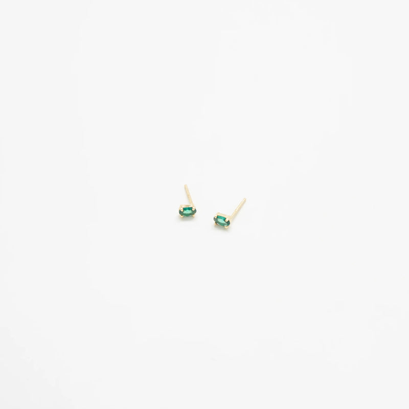 Green CZ Oval Stud Earrings - Proper
