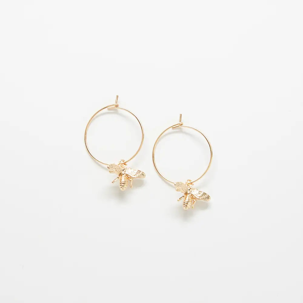 Gold Bee Hoop Earrings - Proper