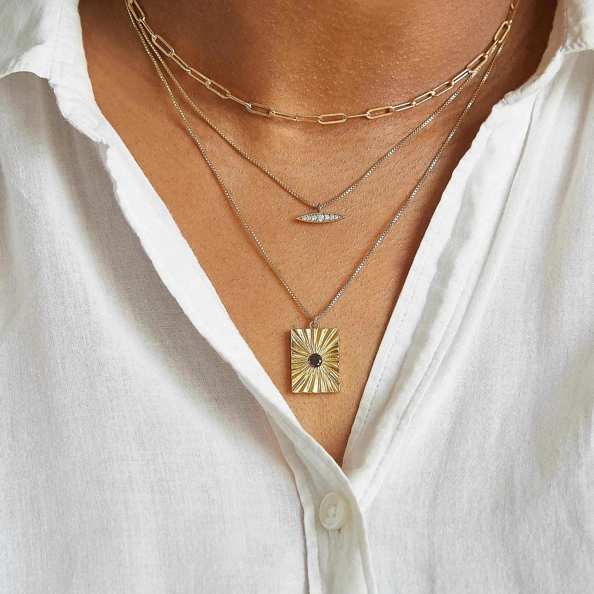 Black Pave Medallion Necklace - Proper