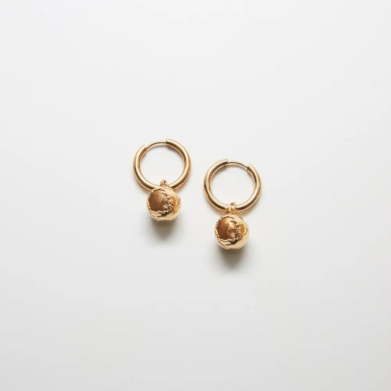Geometric Gold Ball Huggies - Proper