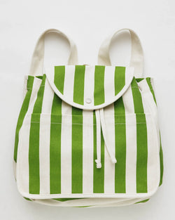 Baggu Drawstring Backpack - Green Awning Stripe - Proper