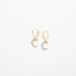 CZ Crescent Moon Huggie Earrings - Proper
