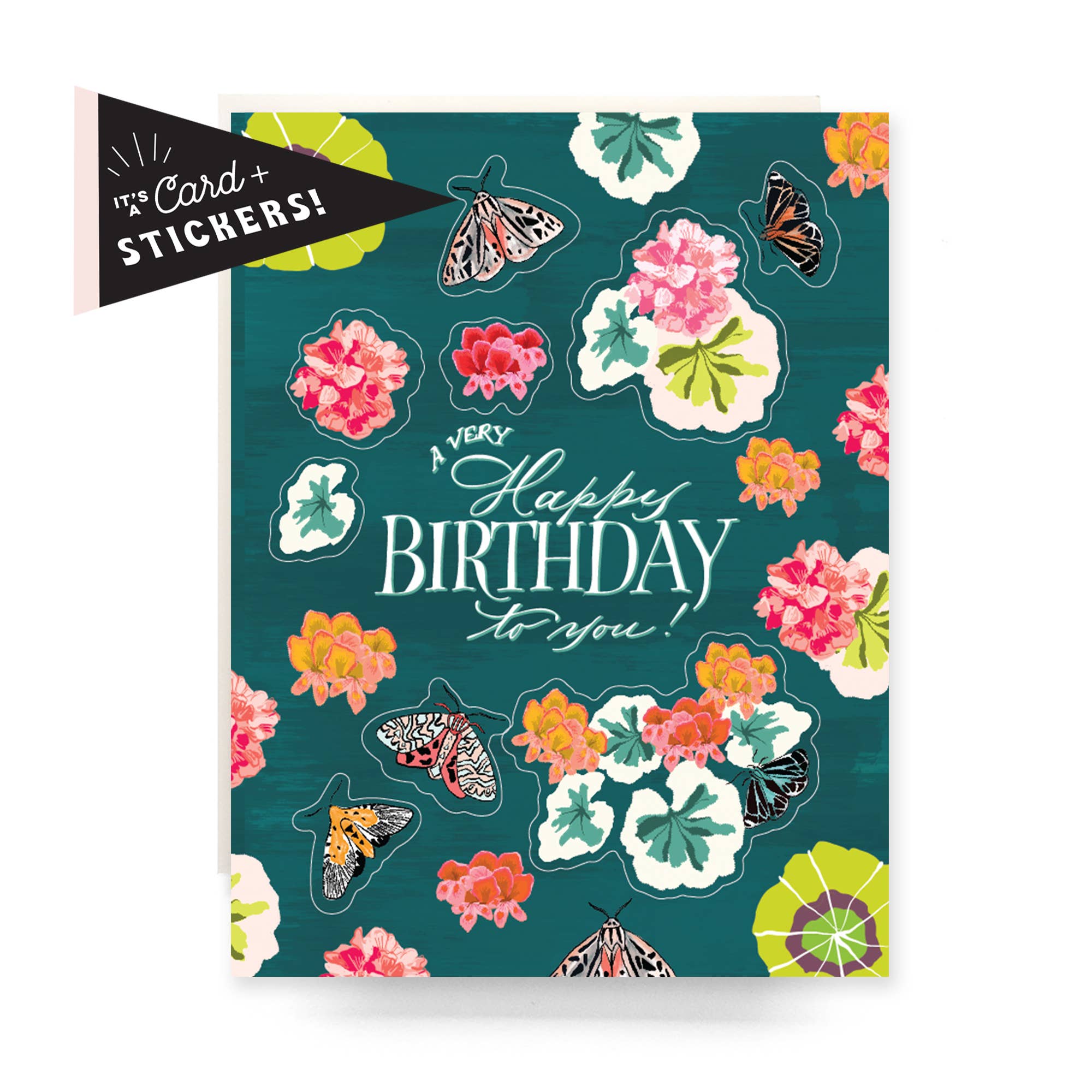 Sticker Sheet Card - Geranium Birthday - Proper