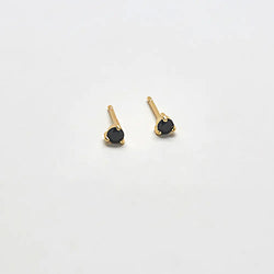 Black CZ Round Stud Earrings - Proper