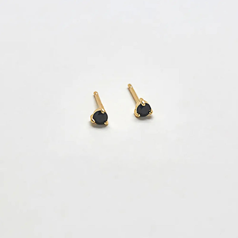 Black CZ Round Stud Earrings - Proper