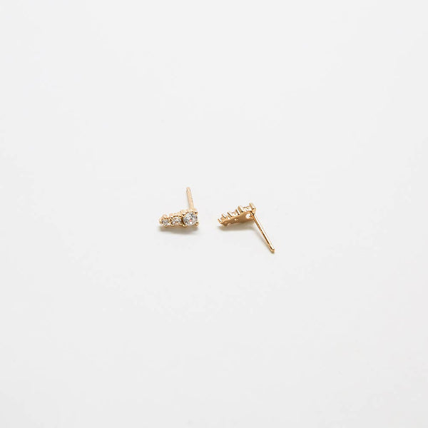 Tiny CZ Drop Bar Stud Earrings - Proper
