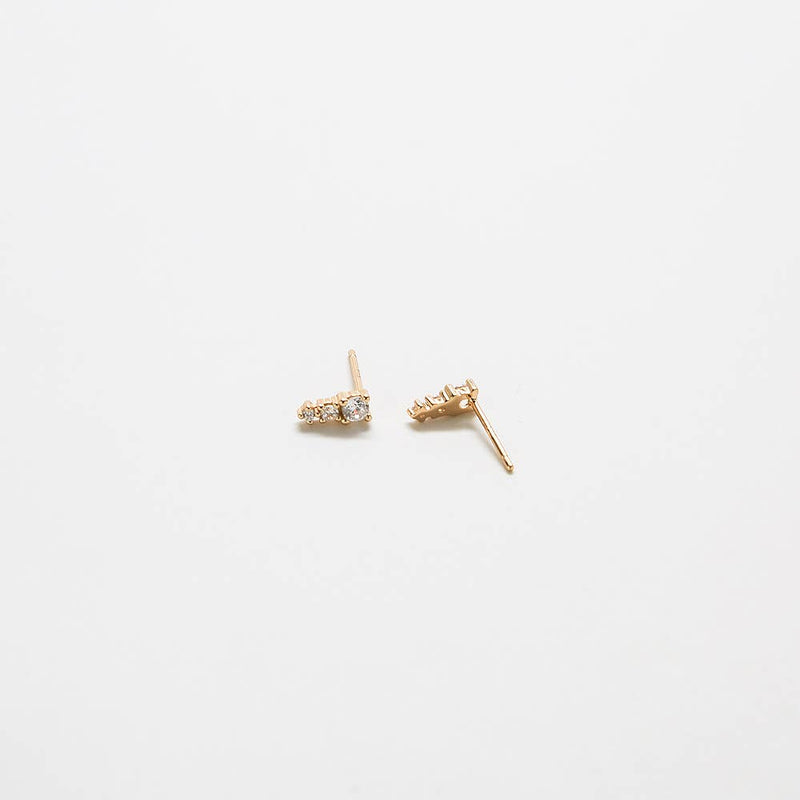 Tiny CZ Drop Bar Stud Earrings - Proper