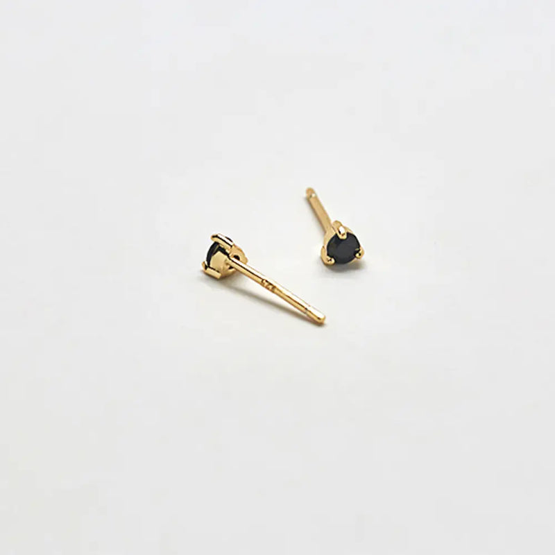 Black CZ Round Stud Earrings - Proper