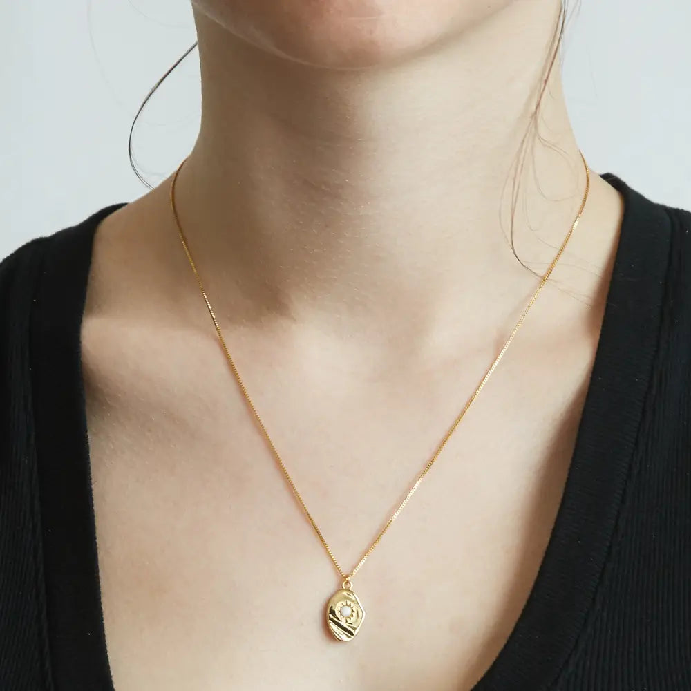 Gold Opal Sun Medallion Necklace - Proper