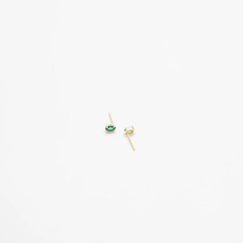 Green CZ Oval Stud Earrings - Proper