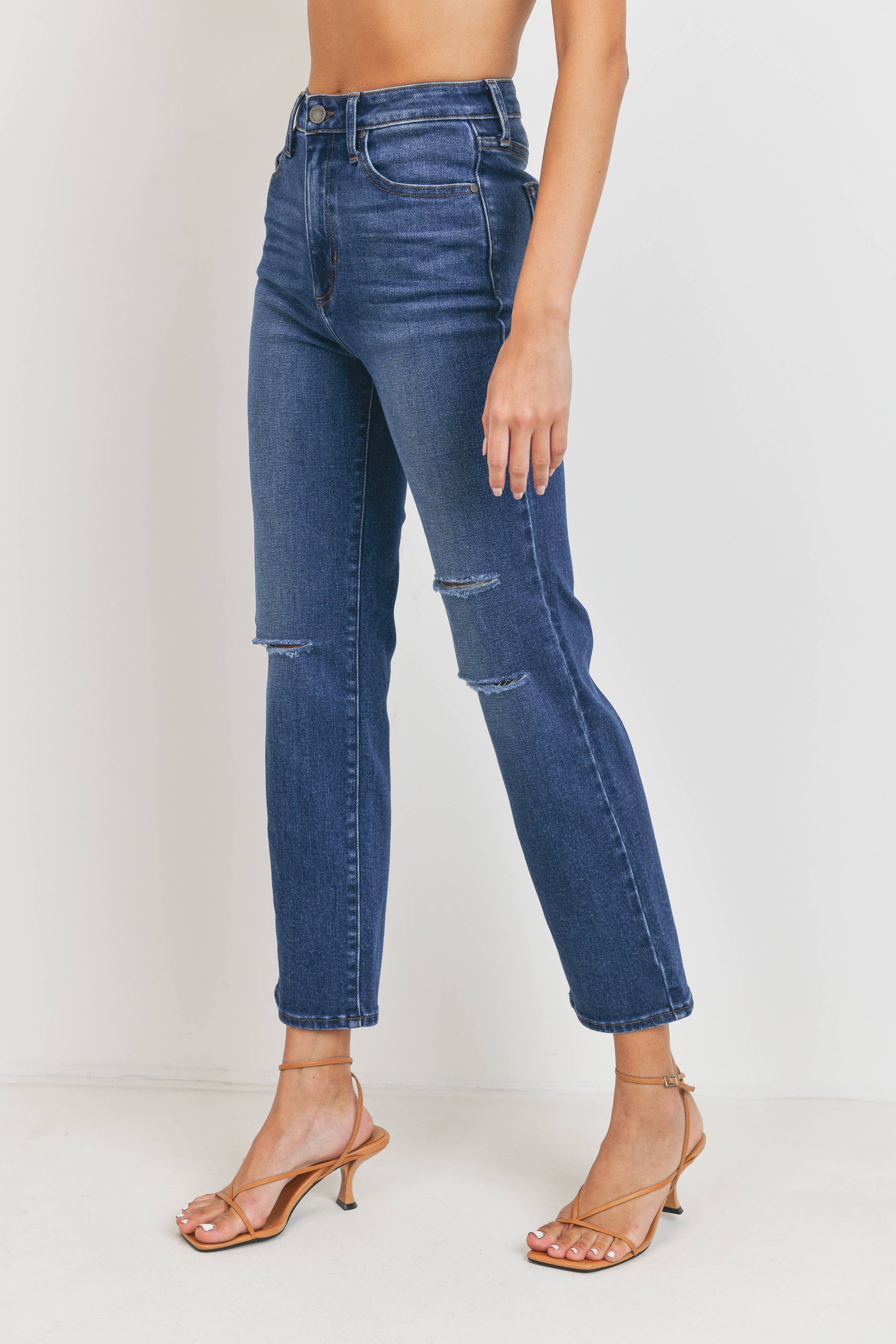 Straight Leg Knee Slit Jeans - Proper