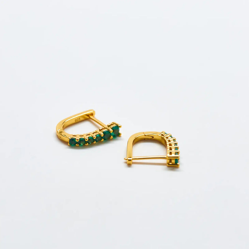 Green CZ Huggie Hoop Earrings - Proper