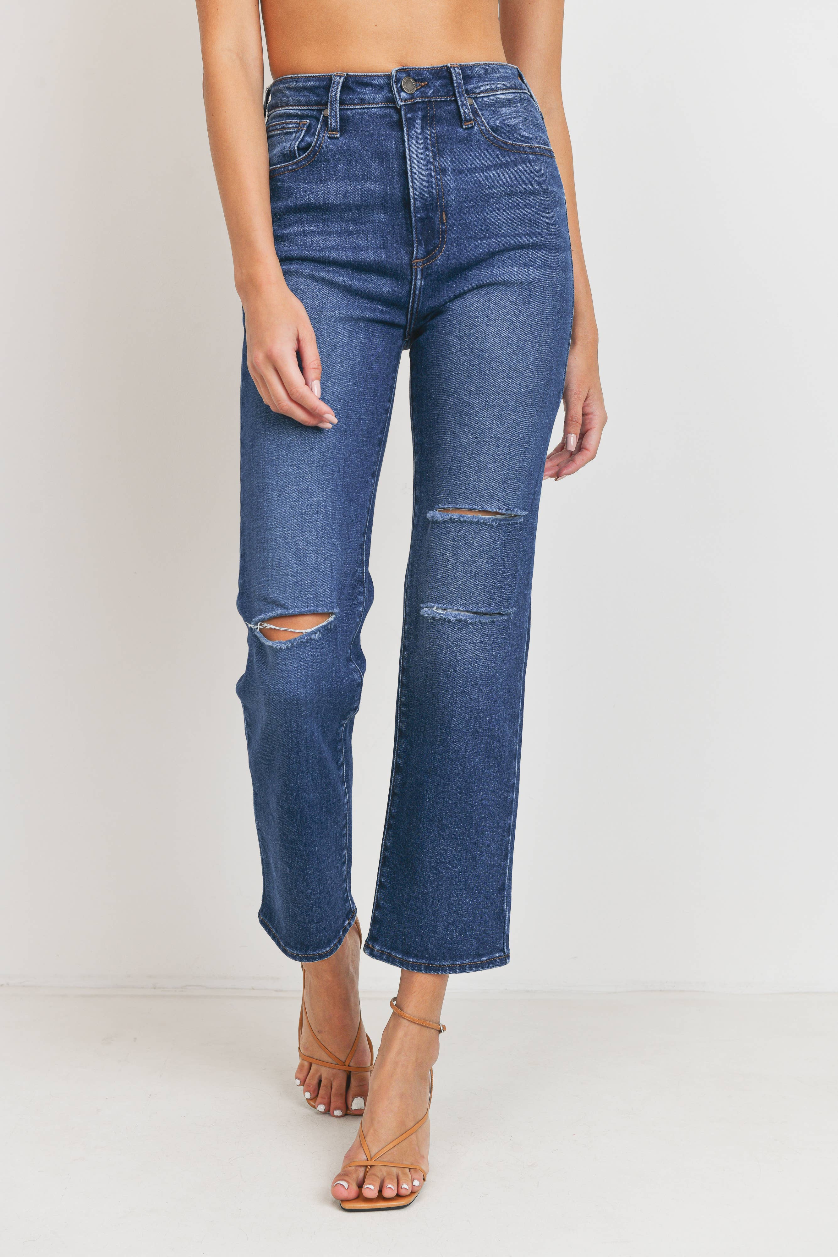 Straight Leg Knee Slit Jeans - Proper