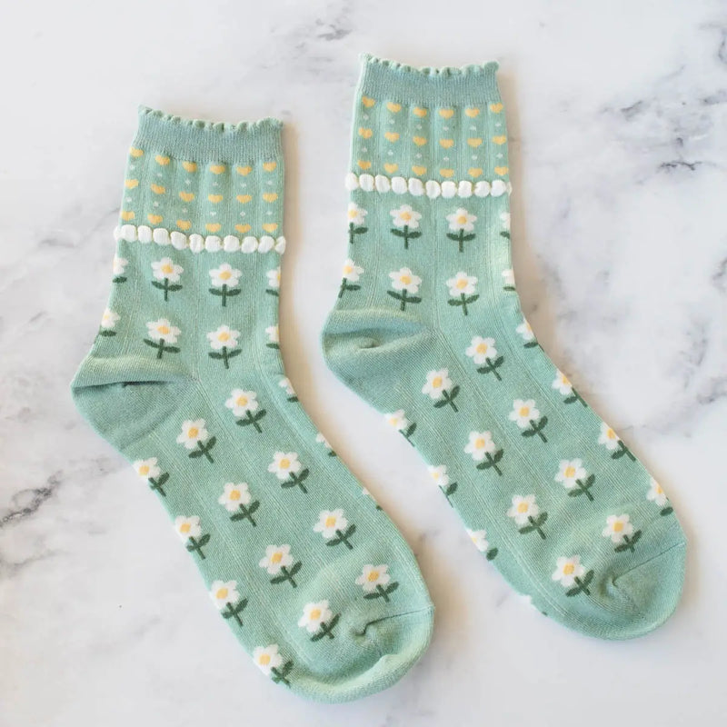 Daisy Heart Socks - Proper