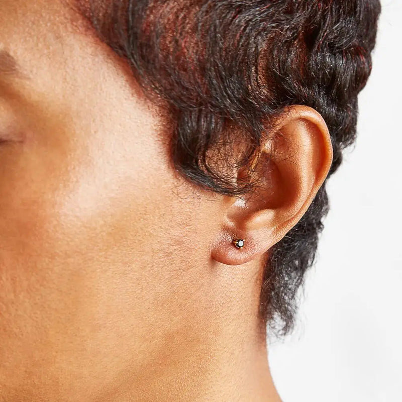 Black CZ Round Stud Earrings - Proper