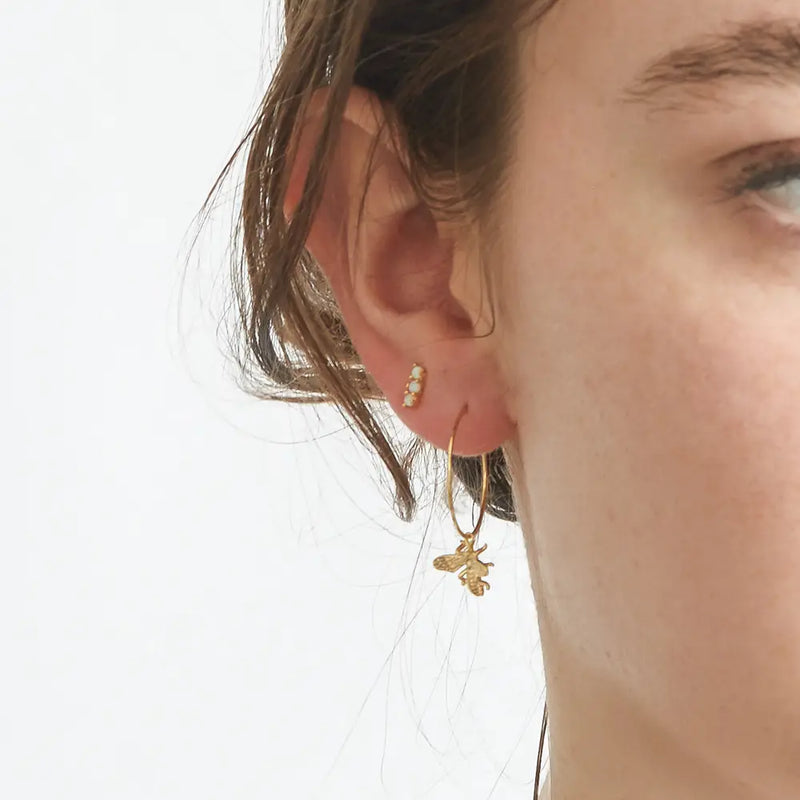 Gold Bee Hoop Earrings - Proper