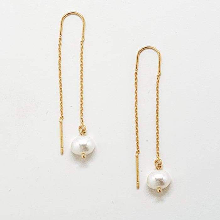 Single Gold Pearl Threader Earrings - Proper